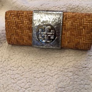 Tory Burch rattan clutch